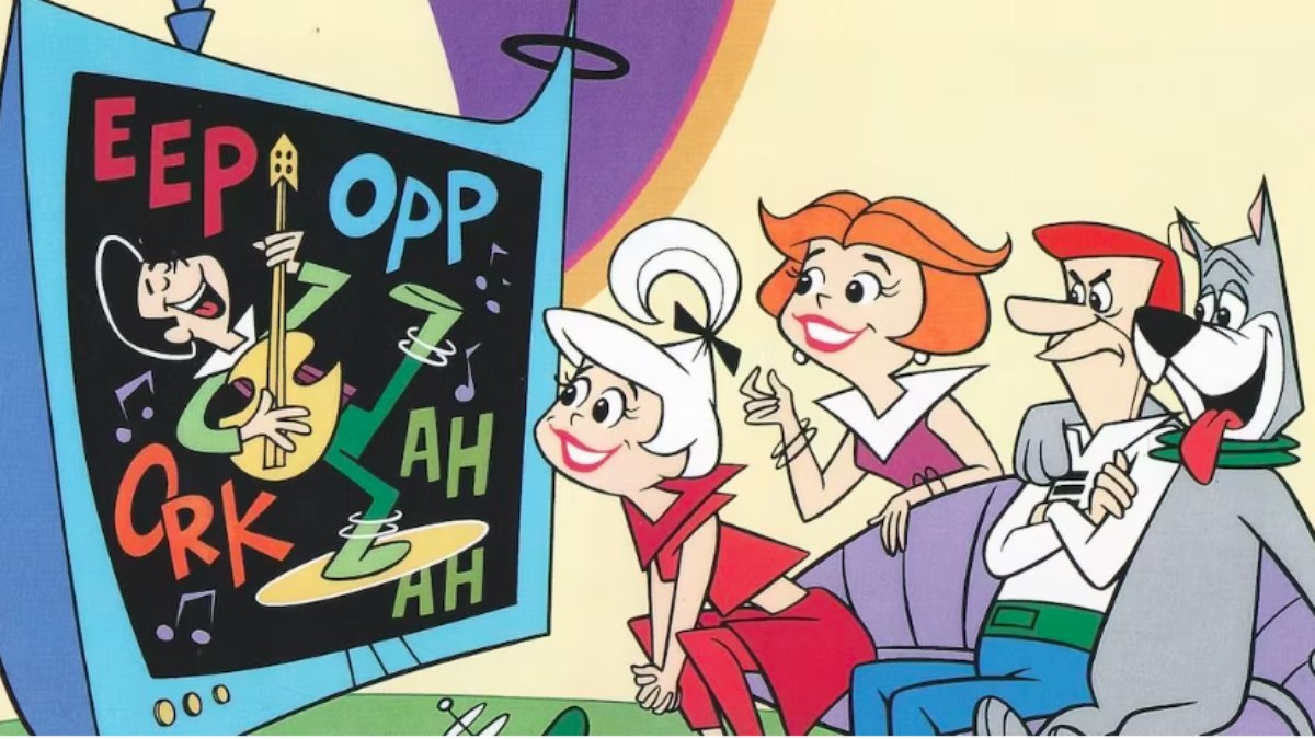Em Os Jetsons, TVs finas e coloridas já faziam parte da rotina da família, décadas antes de se tornarem comuns nas casas Em Os Jetsons, TVs finas e coloridas já faziam parte da rotina da família, décadas antes de se tornarem comuns nas casas