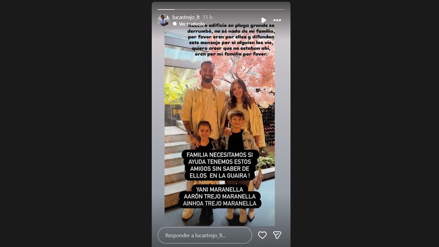Jogador busca família desaparecida em terremoto na Venezuela