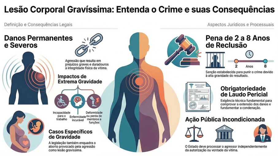 A lesão corporal gravíssima, ocorre quando a agressão provoca danos permanentes a vítima