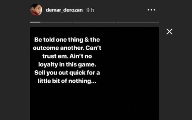 DeMar DeRozan publicou seu descontentamento com a troca no Instagram