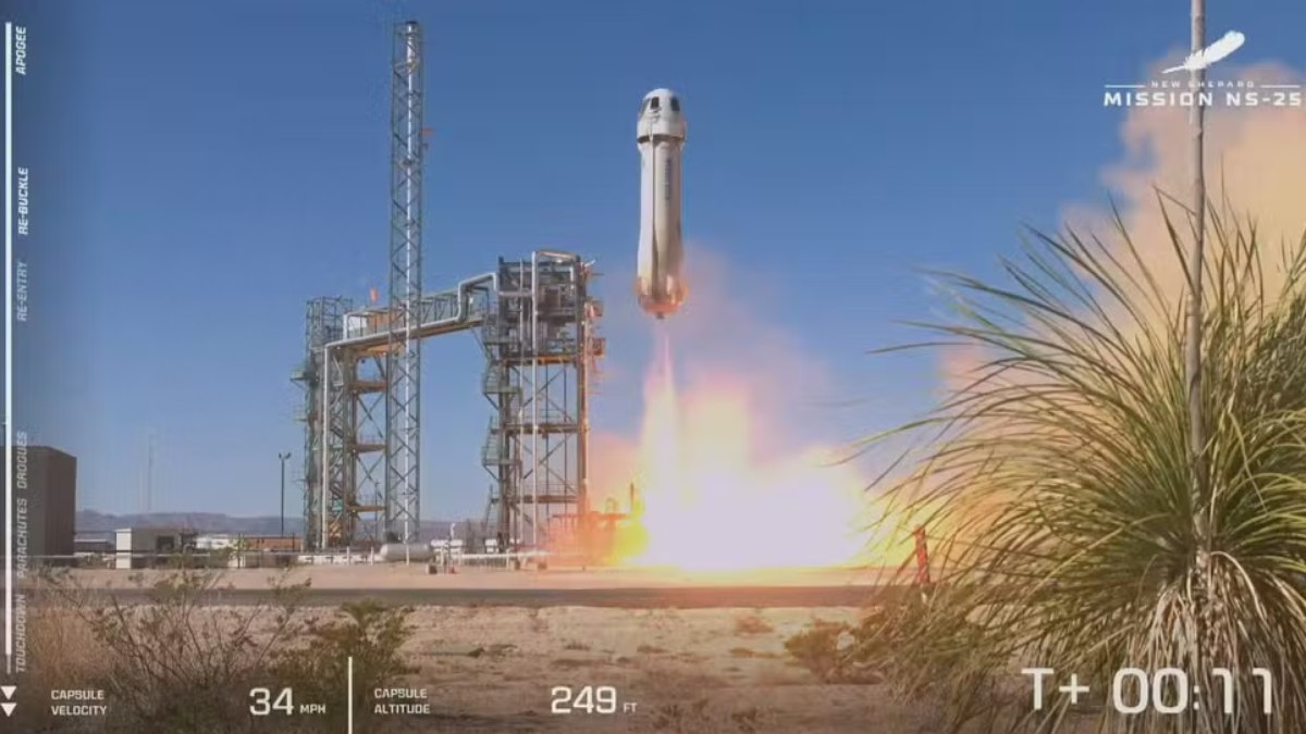 Foguete da Blue Origin em lançamento