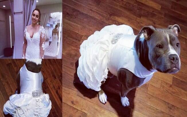Noiva, Jennifer deu um jeito de garantir que sua cadela participasse do casamento 