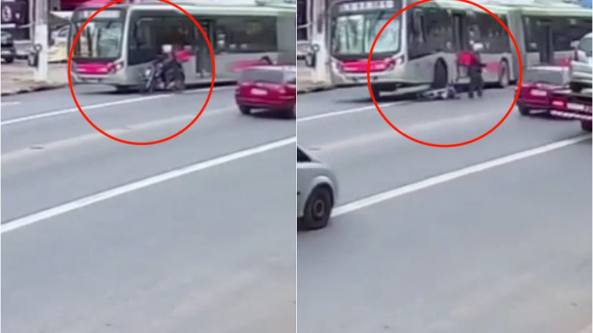 Motorista de ônibus atropelou moto durante briga de trânsito