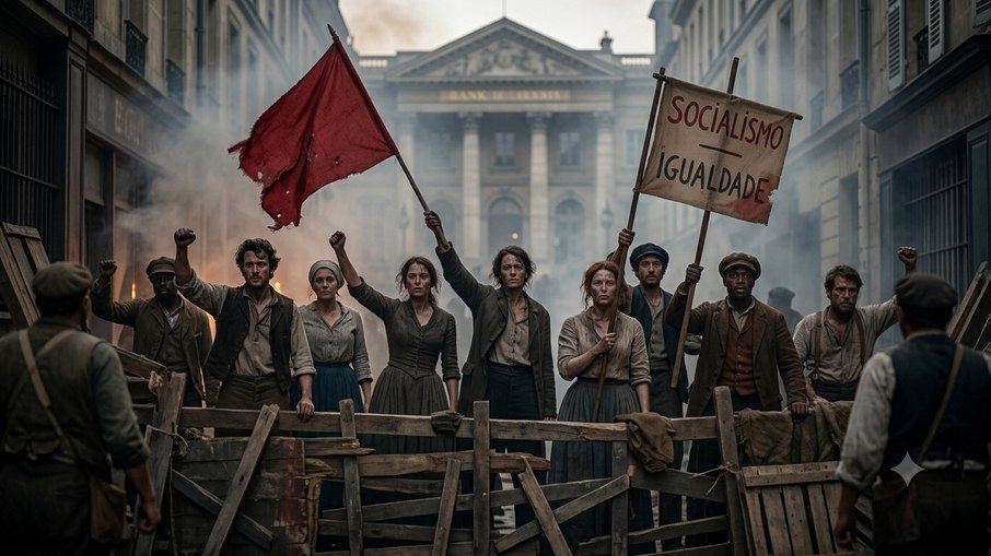 Representação das Revoluções em diferentes partes da Europa em 1848