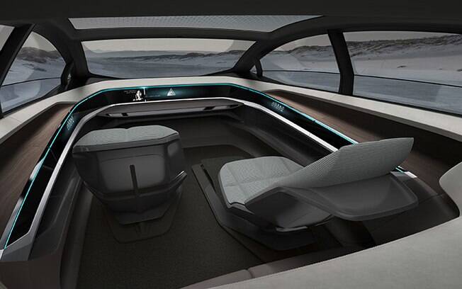 Interior do Audi Aicon simula uma cabine de primeira classe de avião. Repare que não há volante nem pedais