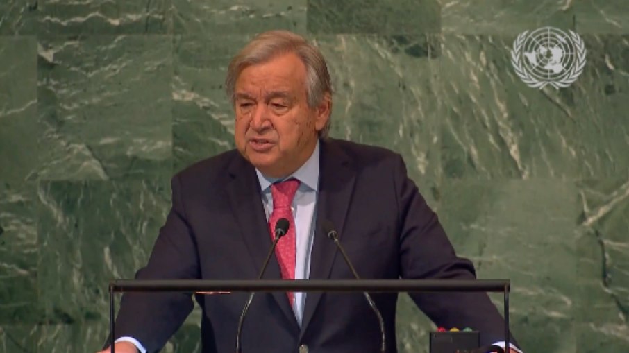 António Guterres, Secretário Geral da Organização das Nações Unidas, discursa na abertura da 77ª Assembleia Geral