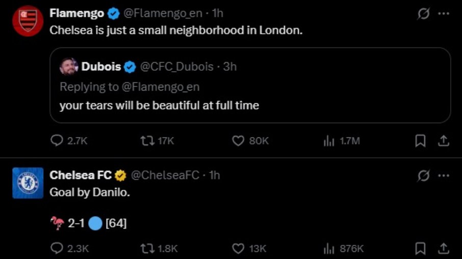 Flamengo provocou torcedor do Chelsea e apagou a publicação