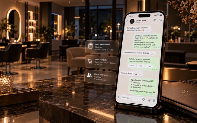 IA da Belasis agenda pelo WhatsApp do salão e chama a equipe quando você pede IA da Belasis agenda pelo WhatsApp do salão e chama a equipe quando você pede
