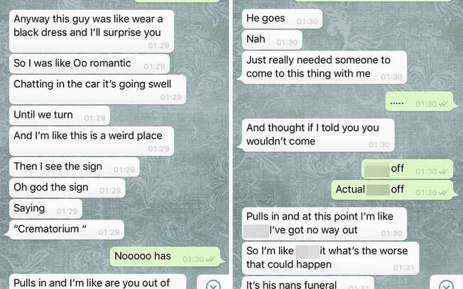 Garota conta sobre encontro do Tinder para amiga em conversa no WhatsApp e relato viraliza nas redes sociais