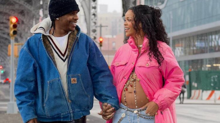 Rihanna and A$AP Rocky while expecting their first child