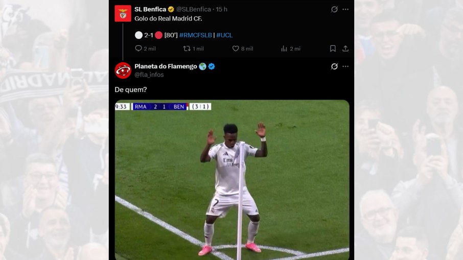 Brasileiros debocham do Benfica em apoio a Vini Jr