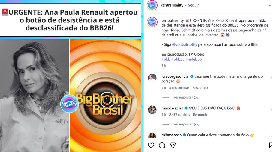 Ana Paula Renault na página Central Reality