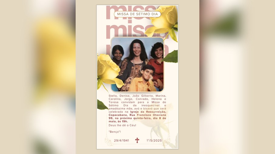 Missa de sétimo dia de Nana Caymmi será realizada em Copacabana Missa de sétimo dia de Nana Caymmi será realizada em Copacabana