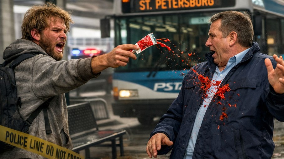 Ketchup vira arma e homem acaba preso em estação de ônibus Ketchup vira arma e homem acaba preso em estação de ônibus