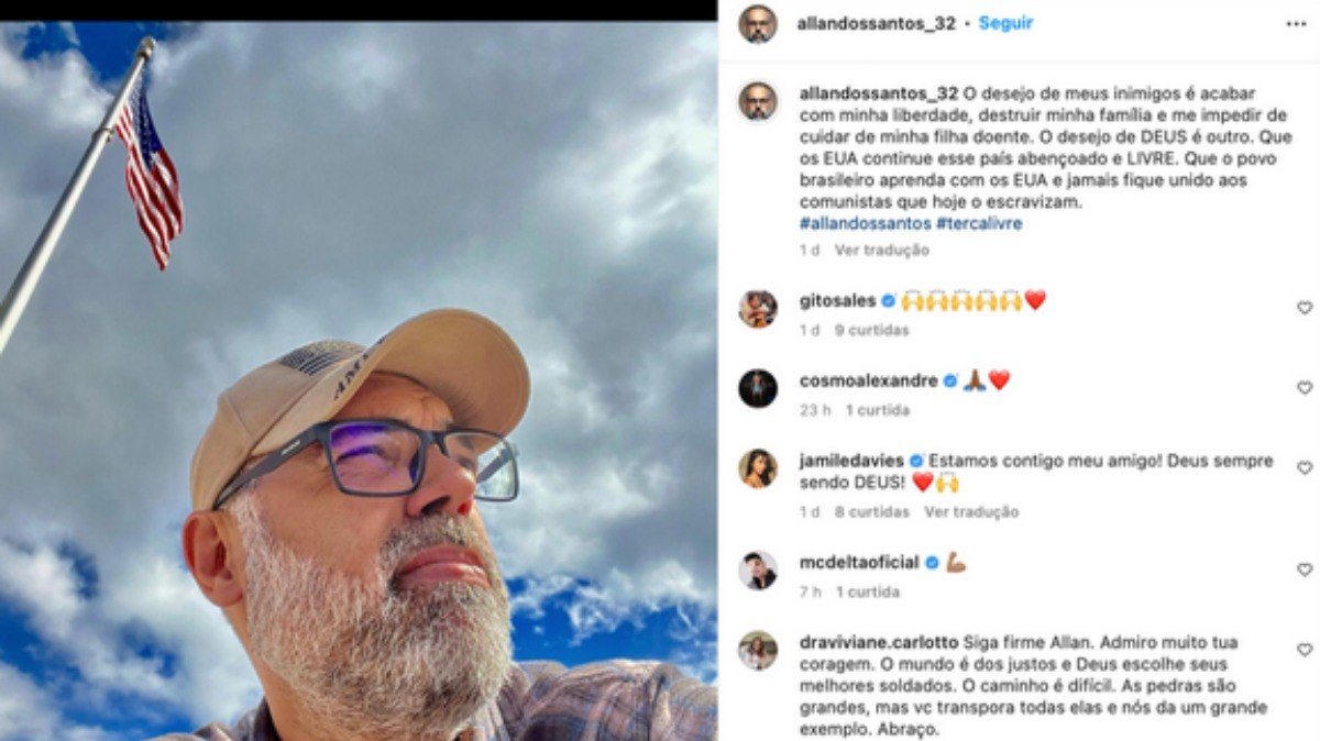 Allan dos Santos em post mais recente no Instagram 