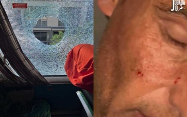Com o ataque, um torcedor foi atingindo e sofreu ferimentos leves Com o ataque, um torcedor foi atingindo e sofreu ferimentos leves