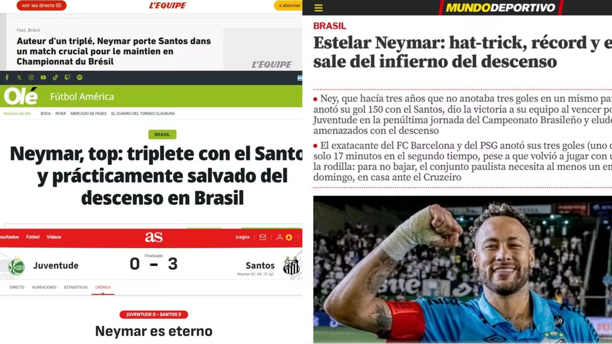 Jornais do exterior repercutiram o feito de Neymar