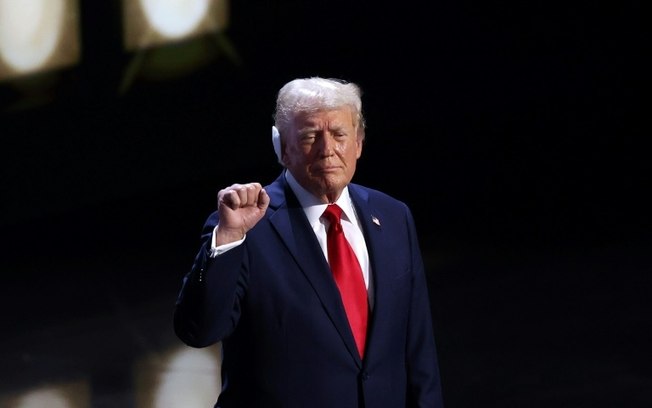 Donald Trump durante a convenção do Partido Republicano, 18 de julho de 2024 em Milwaukee