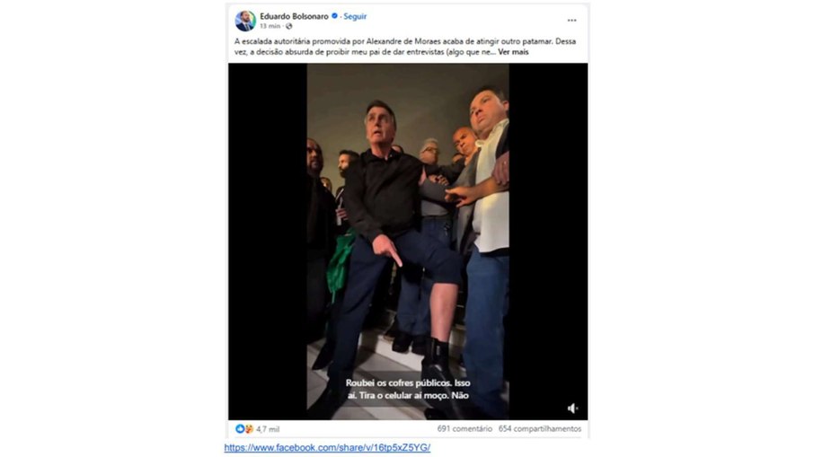 Postagem de Eduardo Bolsonaro