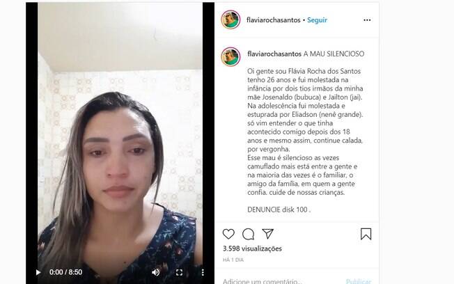 Flávia fez denúncia por vídeo nas redes