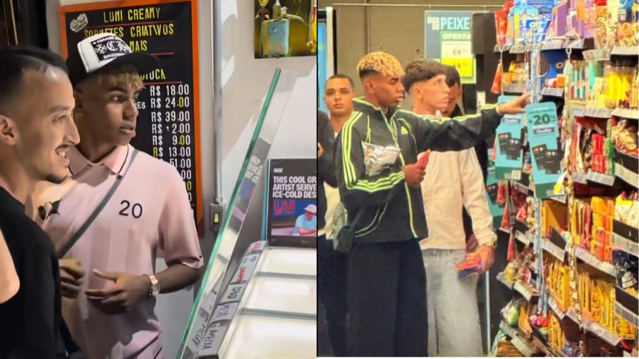 Yamal tomou um sorvete e fez compras em supermercado de SP