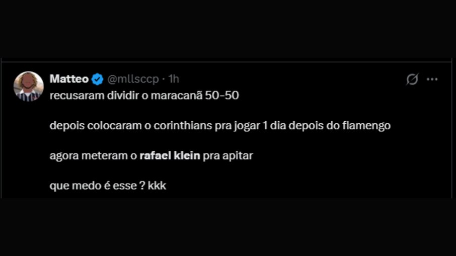 Corintianos reclamam da escolha de Rafael Klein como árbitro da Supercopa