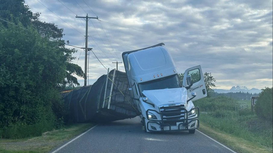 Caminhão carregando colmeias tombou nos EUA Caminhão carregando colmeias tombou nos EUA