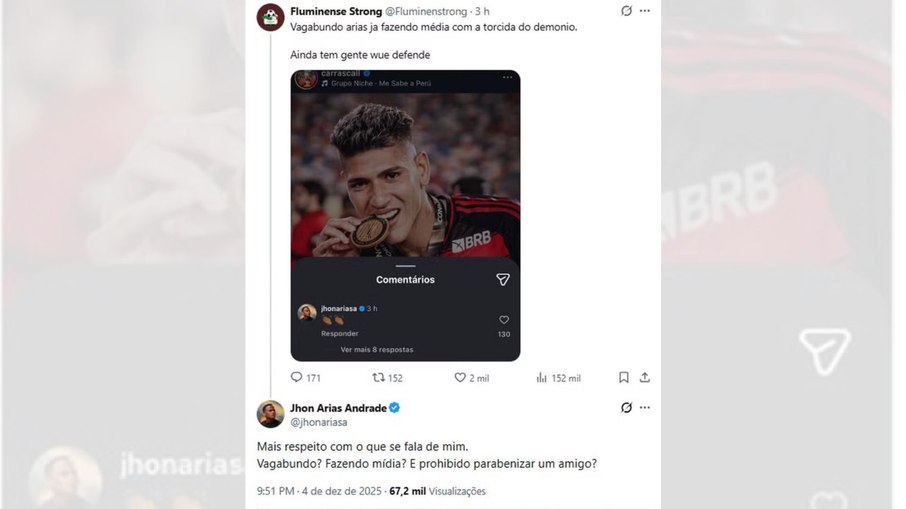 Arias confronta torcedor do Flu após polêmica envolvendo Flamengo Arias confronta torcedor do Flu após polêmica envolvendo Flamengo