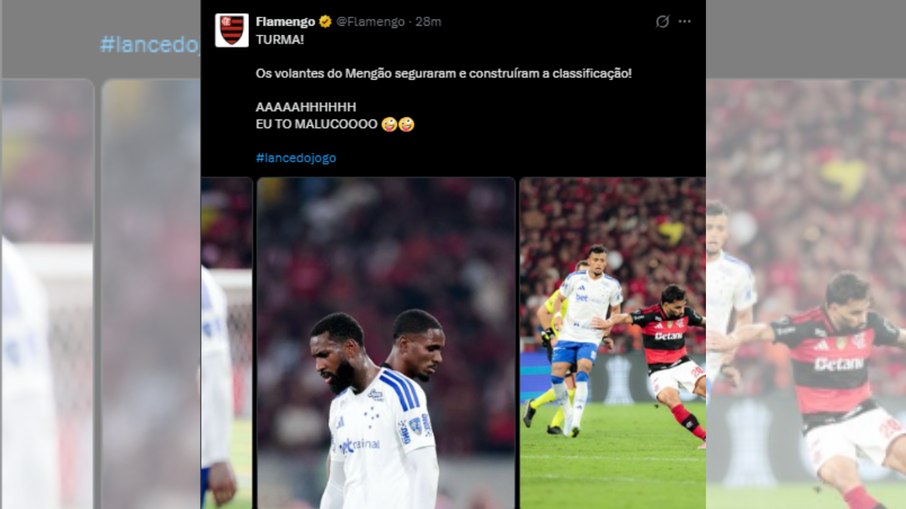 Publicação polêmica do Flamengo comemorando a vaga às quartas