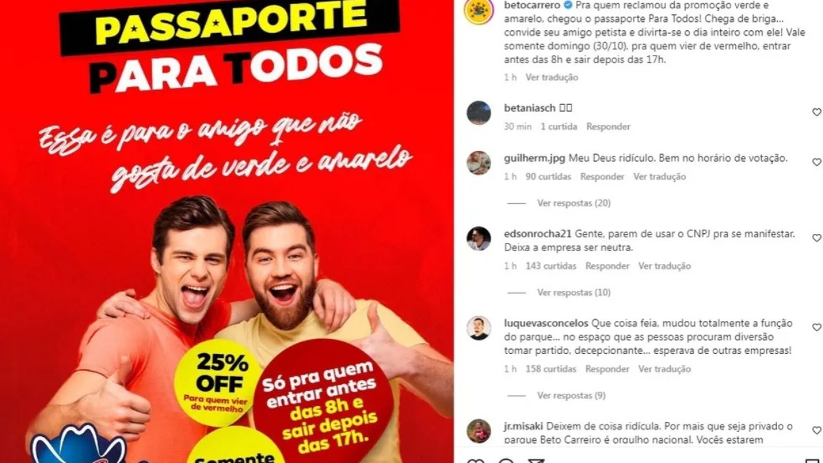 Anúncio de promoção no horário da votação 