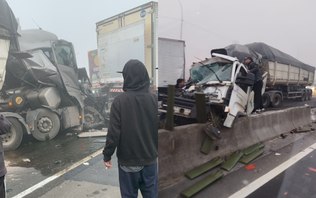 Forte neblina provoca engavetamento de 15 veículos em SC