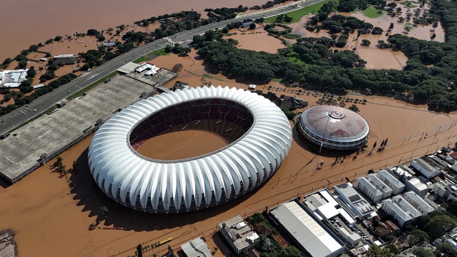 Estádio do Beira-Rio ficou alagado, assim como a cidade de Porto Alegre