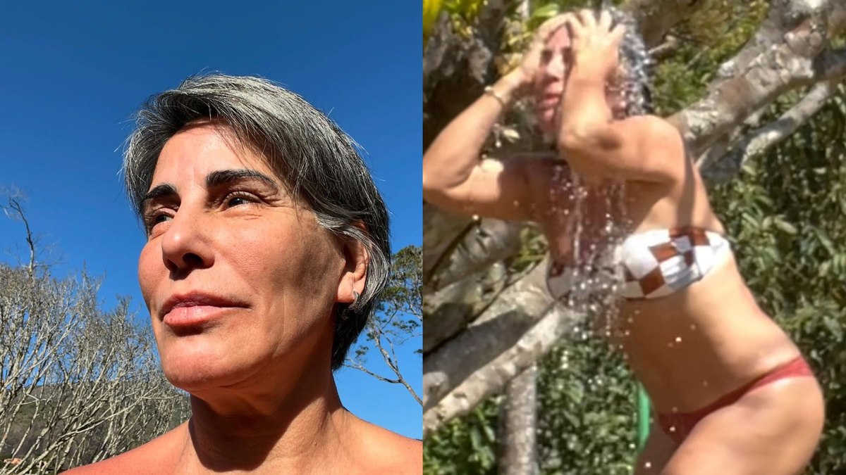 Gloria Pires curte dia ensolarado de biquíni