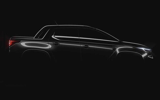 Fiat Strada 2021 também foi mostrada de perfil em um teaser oficial divulgado pela marca italiana