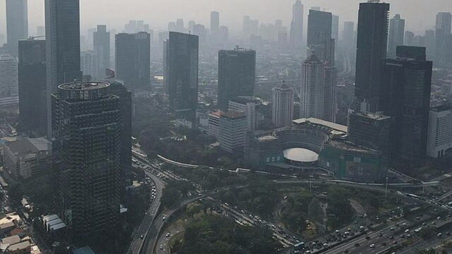 Imagem aérea do centro de Jacarta, na Indonésia Imagem aérea do centro de Jacarta, na Indonésia