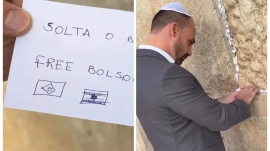 Eduardo Bolsonaro faz pedido no Muro das Lamentações