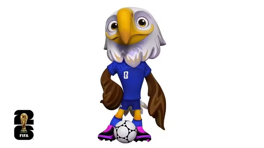 A águia Clutch, mascote do EUA, na Copa do Mundo.