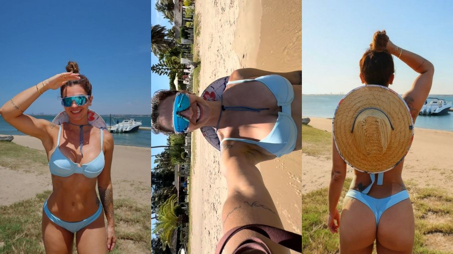 Cantora aproveita o Carnaval na praia