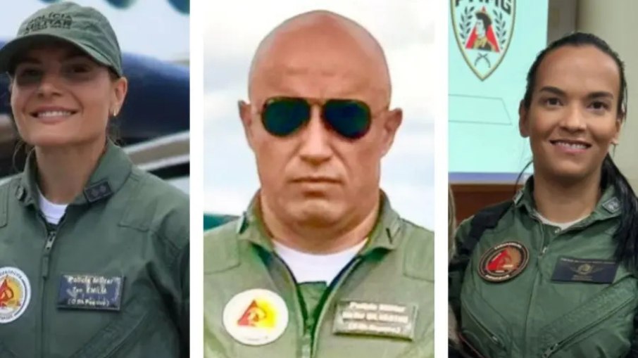 A 1° tenente Gabriela Emília, o tenente-coronel Luis Silvestre e a tenente Alice Almeida, vítimas do acidente