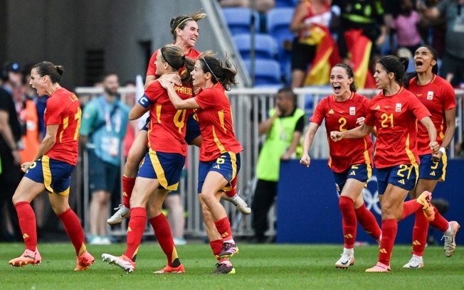 Jogadoras da Espanha comemoram a classificação para as semifinais dos Jogos Olímpicos de Paris Jogadoras da Espanha comemoram a classificação para as semifinais dos Jogos Olímpicos de Paris