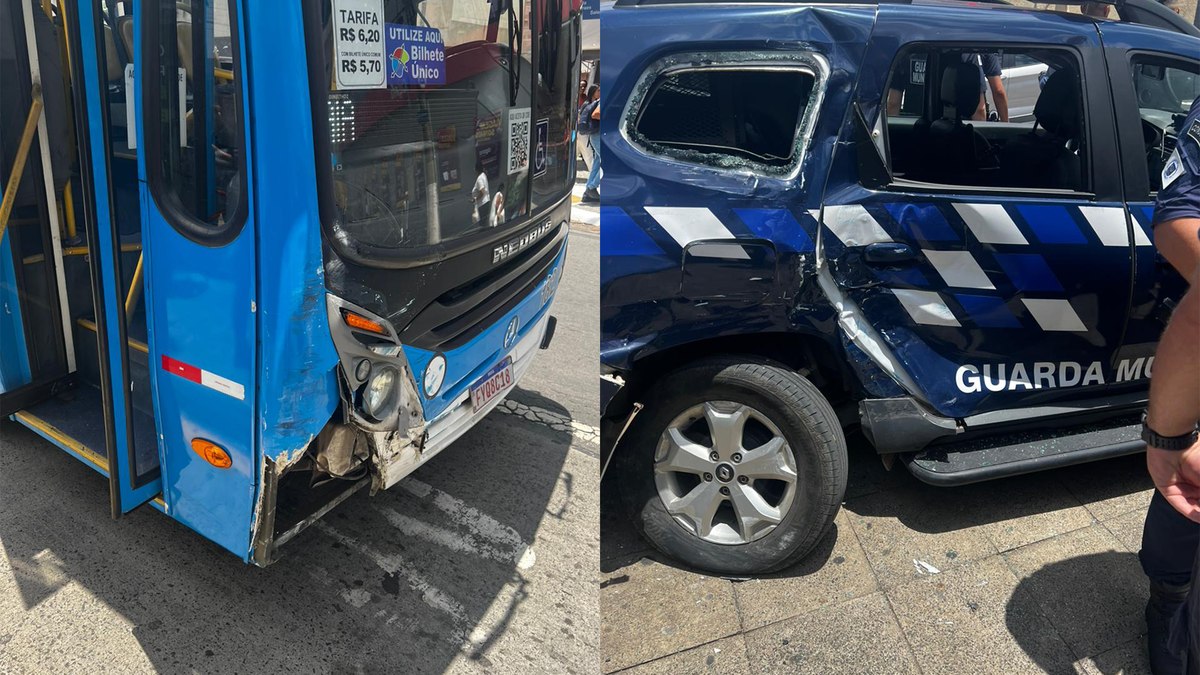 De acordo com informações, a viatura saiu para atender uma ocorrência, com giroflex e sirene ligados, quando foi atingida pelo ônibus.