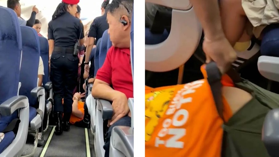 Passageiro é retirado a força de avião após recusar troca de assento Passageiro é retirado a força de avião após recusar troca de assento