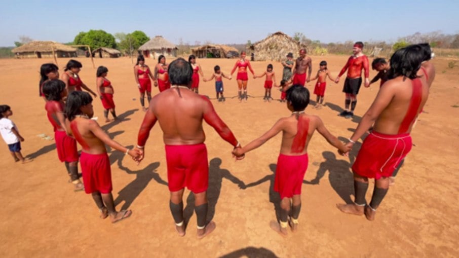 Indígenas do povo Xavante na Aldeia São Gabriel, no Mato Grosso