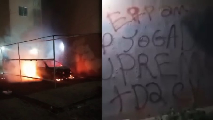 Relatos apontam que membros do CV incendiaram carro e picharam muro para intimidar moradores em área dominada pelo PCC