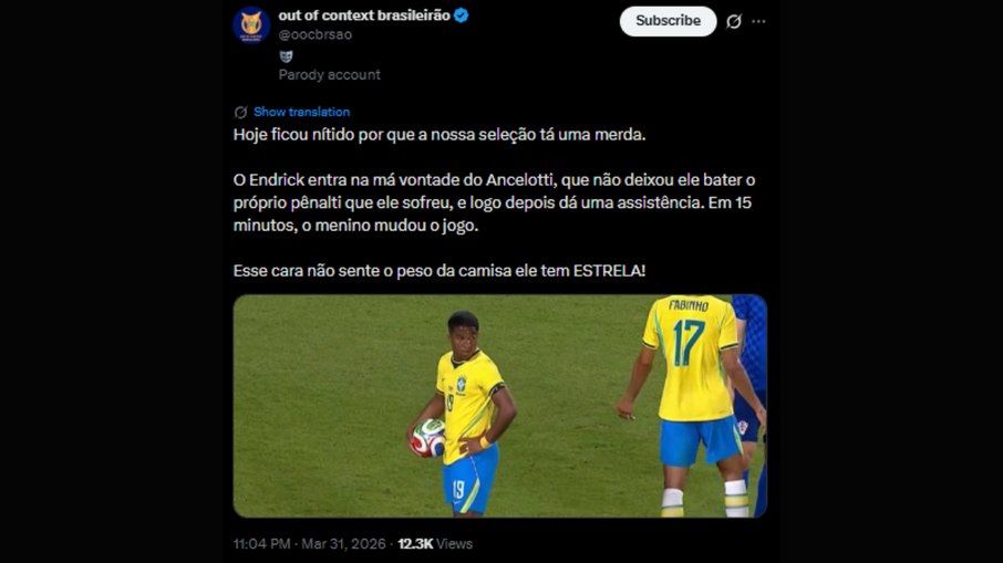 Web elogia Endrick após polêmica envolvendo pênalti contra a Croácia