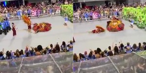 Casal da Acadêmicos do Tatuapé sofre queda em desfile no Anhembi