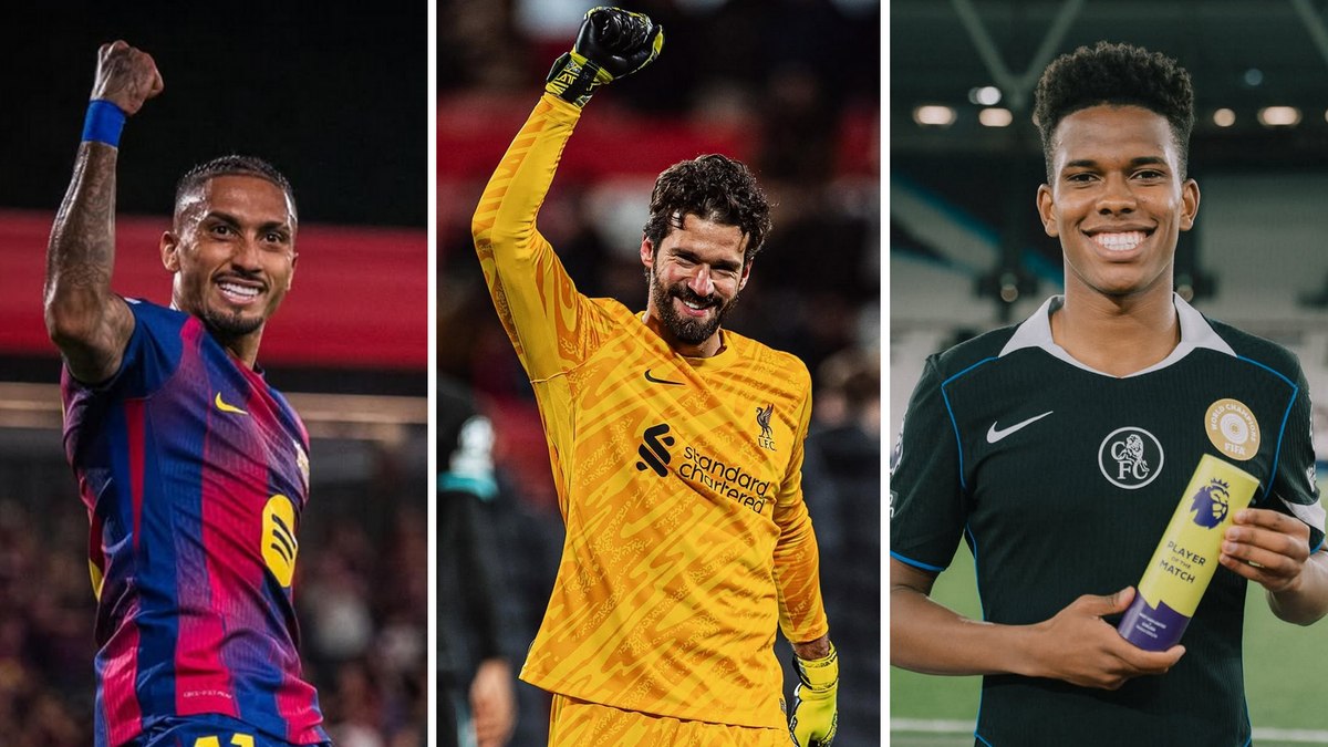 Raphinha, Alisson e Estêvão concorrem em diferentes categorias
