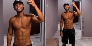 Juan Paiva posa sem camisa e exibe abdômen trincado; veja clique