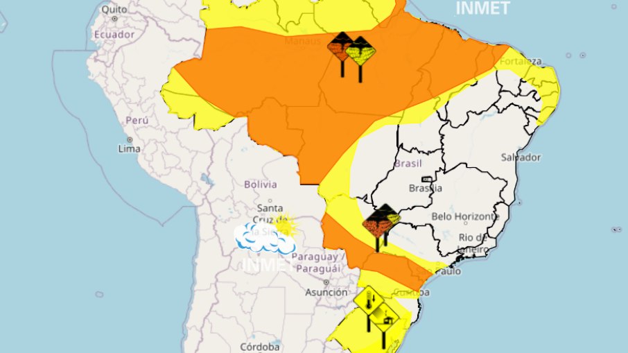 Mapa da previsão do tempo do Inmet