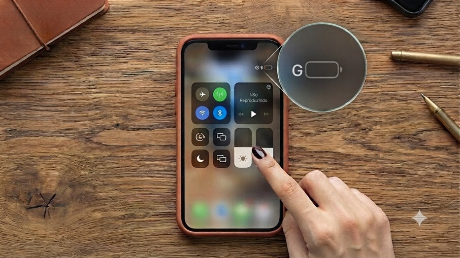 Símbolo G aparece no canto superior direito do aparelho celular